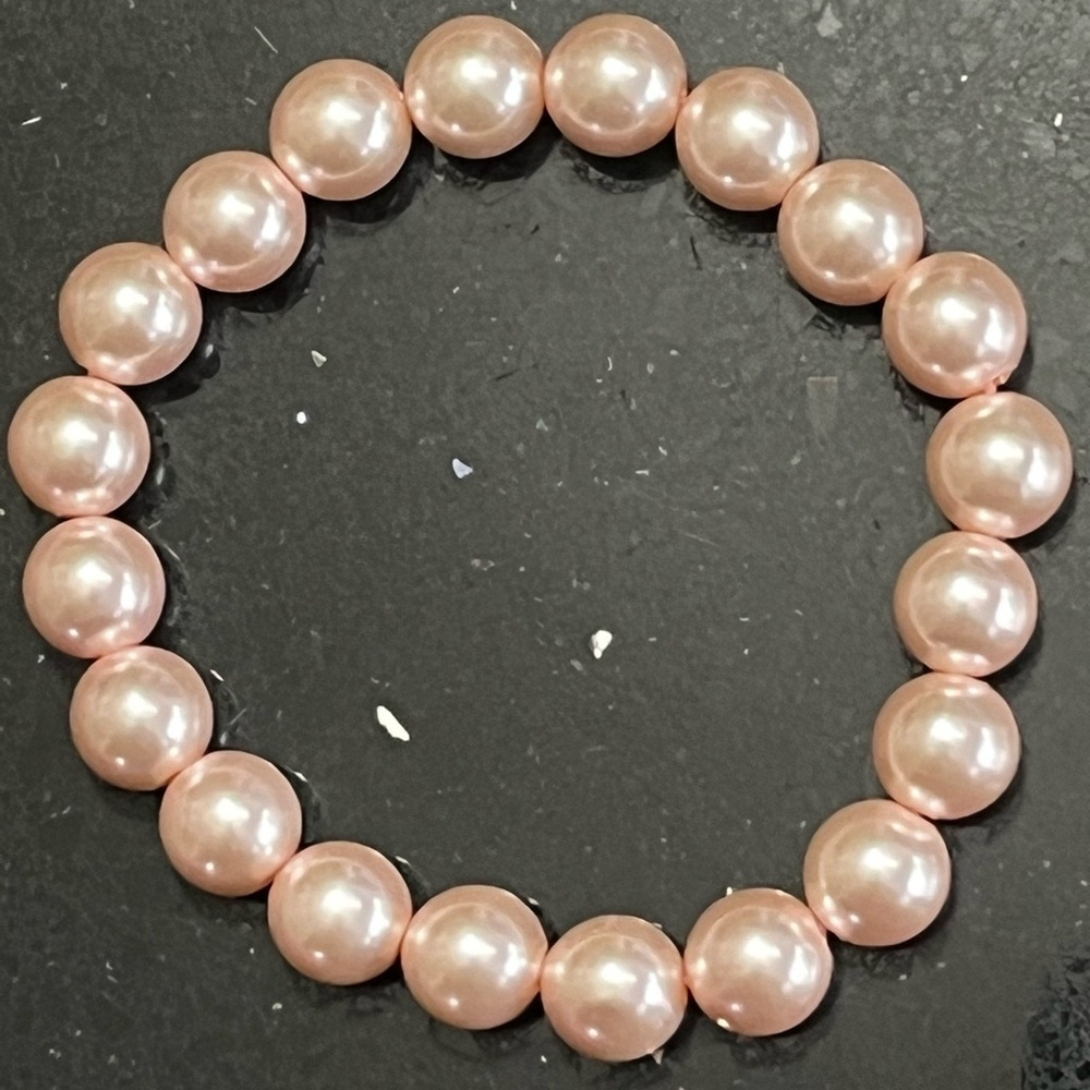 Pink Simulated pearl necklace bracelet set vintage ladies, jewelry statement QVC - Picture 3 of 4